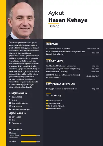 Biyolog CV Örnekleri cv indir